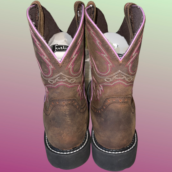 NEW JUSTIN GYPSY WOMEN'S WANETTE 8" BROWN EH WORK BOOTS - STEEL TOE Size 10B - Picture 5 of 8